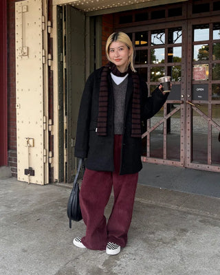 Striped Slim Knit Scarf