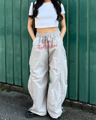 Center Lettering Nylon Track Pants