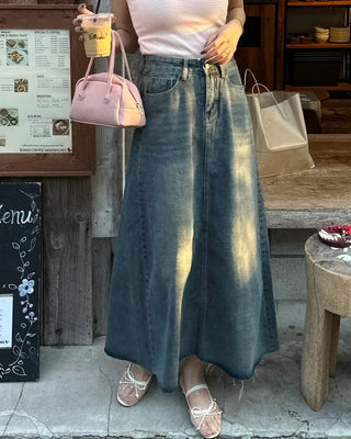 Vintage denim long skirt