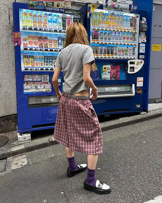 (ORIGINAL) Tartan Check Half Wide Easy Pants