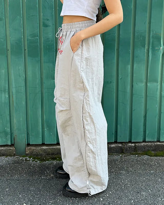 Center Lettering Nylon Track Pants