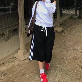 Waist drawstring Bermuda jersey pants