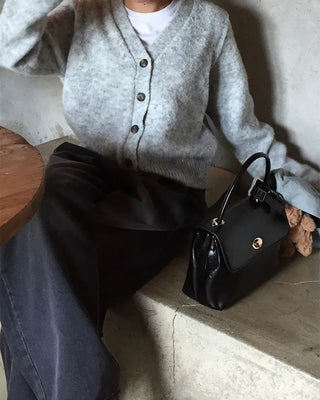 Wool V-neck button cardigan