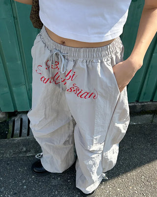 Center Lettering Nylon Track Pants