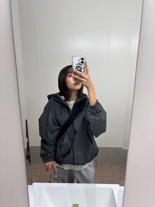 Oversized hooded windbreaker