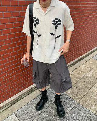 (Unisex) Cargo Bermuda Shorts with Elastic Waistband