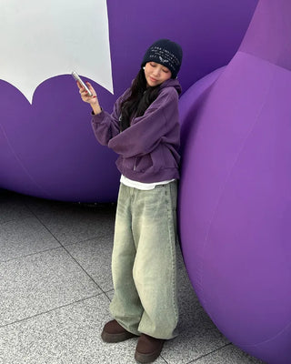 Super wide balloon green jeans