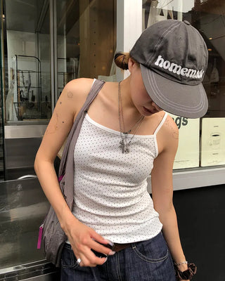 Pindot square neck camisole