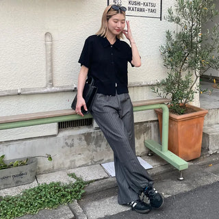 String stripe wide slacks