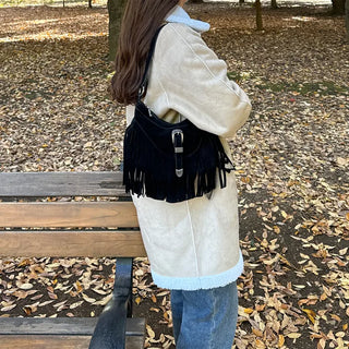 Tassel suede bag