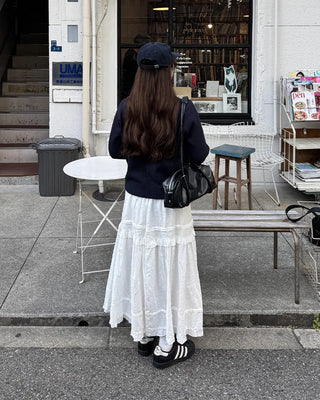 Frilled long skirt