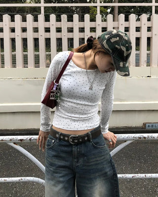 Mini Star Gel Neck Long T-Shirt