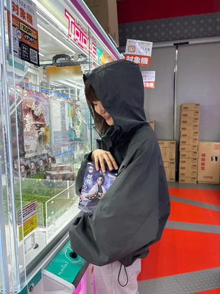 Oversized hooded windbreaker