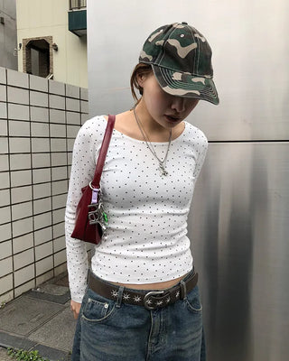Mini Star Gel Neck Long T-Shirt