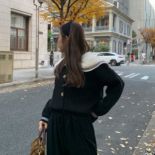 Sailor collar knit cardigan