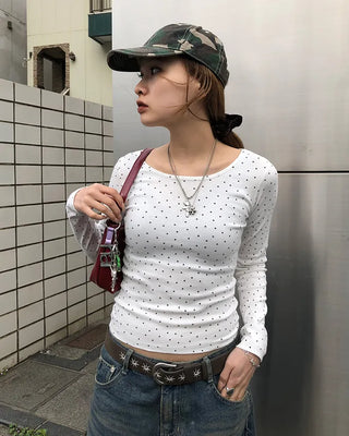 Mini Star Gel Neck Long T-Shirt