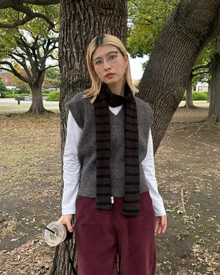 Striped Slim Knit Scarf