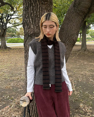 Striped Slim Knit Scarf
