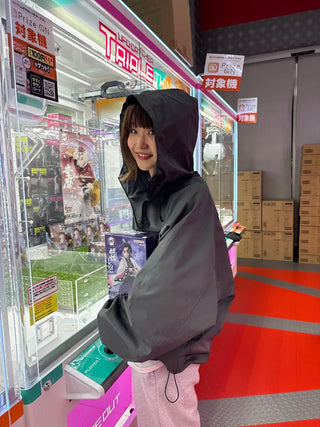 Oversized hooded windbreaker