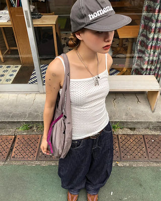 Pindot square neck camisole