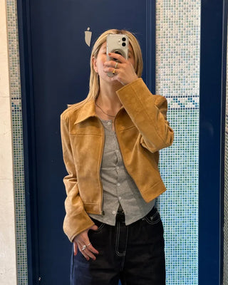 Suede cropped jacket
