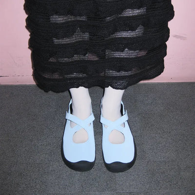 Round cross strap loafers