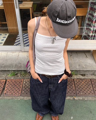 Pindot square neck camisole