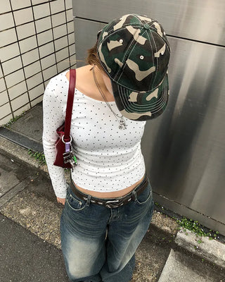 Mini Star Gel Neck Long T-Shirt