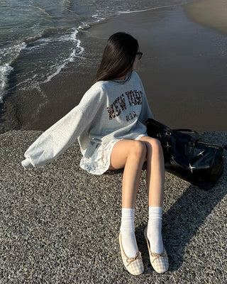 Leopard lettering sweatshirt