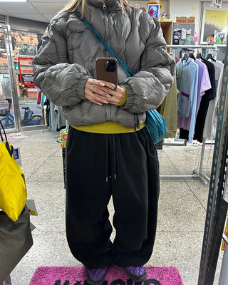 (Unisex) Hip Square Pocket Fleece Balloon Jogger Pants