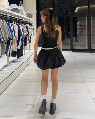 Volume Waist Two-Tone Mini Skirt