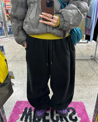 (Unisex) Hip Square Pocket Fleece Balloon Jogger Pants