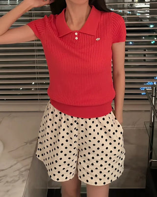 Patterned elastic waist shorts