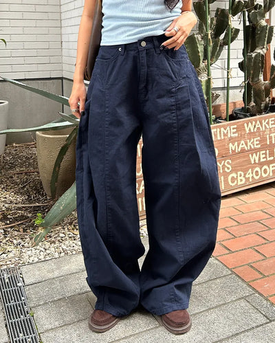 Unique yoke tuck balloon cotton pants
