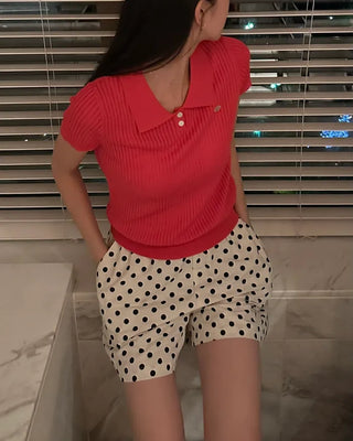 Patterned elastic waist shorts