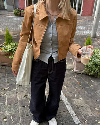 Suede cropped jacket
