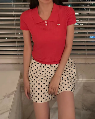 Patterned elastic waist shorts