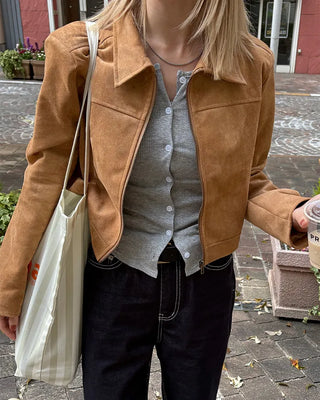 Suede cropped jacket