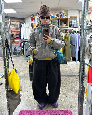 (Unisex) Hip Square Pocket Fleece Balloon Jogger Pants