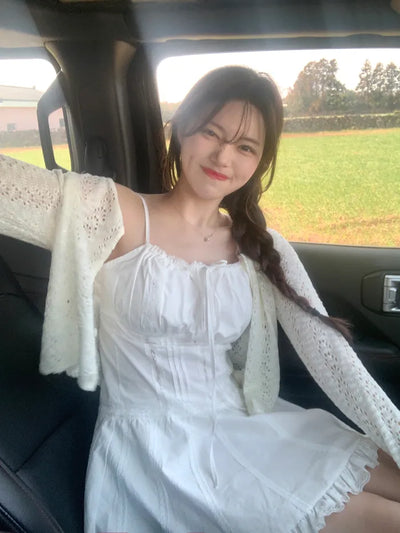 [Adjustable Straps] Lace Ribbon Camisole Dress
