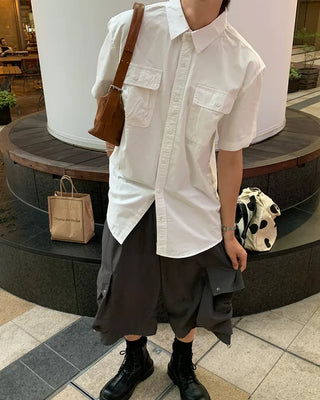 (Unisex) Cargo Bermuda Shorts with Elastic Waistband