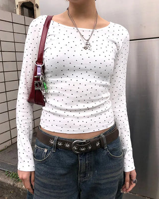Mini Star Gel Neck Long T-Shirt