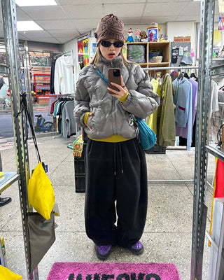 (Unisex) Hip Square Pocket Fleece Balloon Jogger Pants
