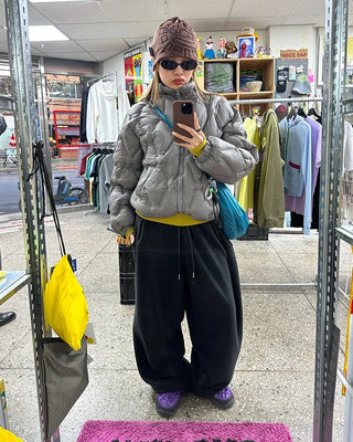 (Unisex) Hip Square Pocket Fleece Balloon Jogger Pants