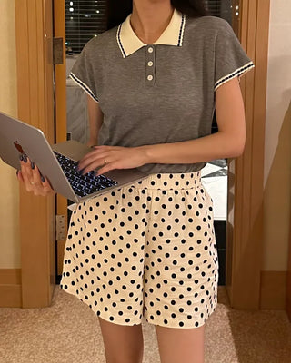 Patterned elastic waist shorts