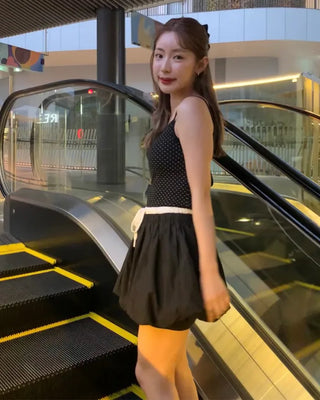 Volume Waist Two-Tone Mini Skirt