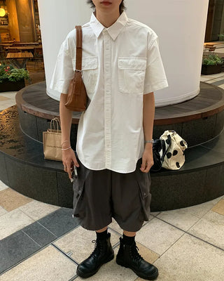 (Unisex) Cargo Bermuda Shorts with Elastic Waistband