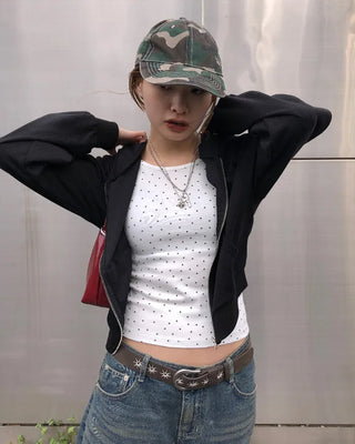 Mini Star Gel Neck Long T-Shirt