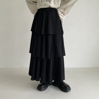 Three-tiered can-can long skirt