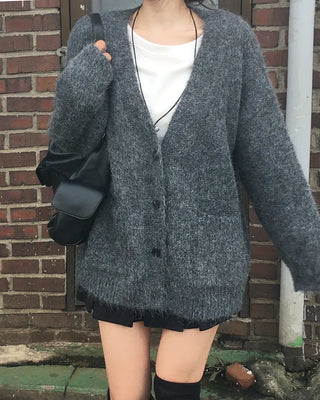 Angora V-neck cardigan